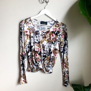 Wishful Twist Front Floral Long Sleeved Shirt